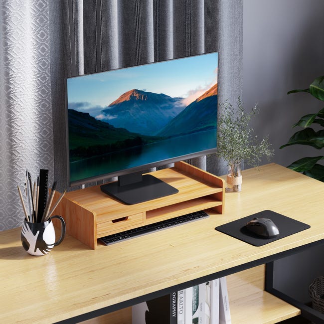 Homerays Supporto per Monitor in Legno, Nessun assemblaggio richiesto Squisito supporto per Monitor in bambù con cassetto, Supporto Ergonomico per Laptop, Computer, Notebook, iMac, bambù Homerays Supporto per Monitor in Legno, Nessun assemblaggio richiesto Squisito supporto per Monitor in bambù con cassetto, Supporto Ergonomico per Laptop, Computer, Notebook, iMac, bambù
