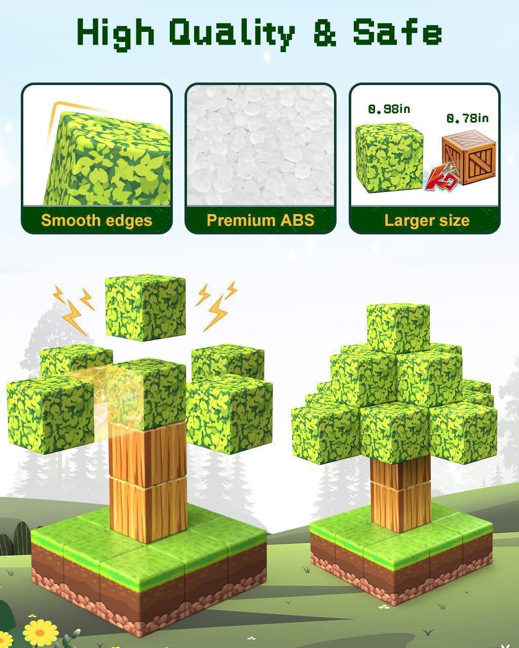 100 blocs de construction magnétiques, jouets de blocs de construction de blocs magnétiques Minecraft, cadeaux d'anniversaire et de noël pour enfants - 6