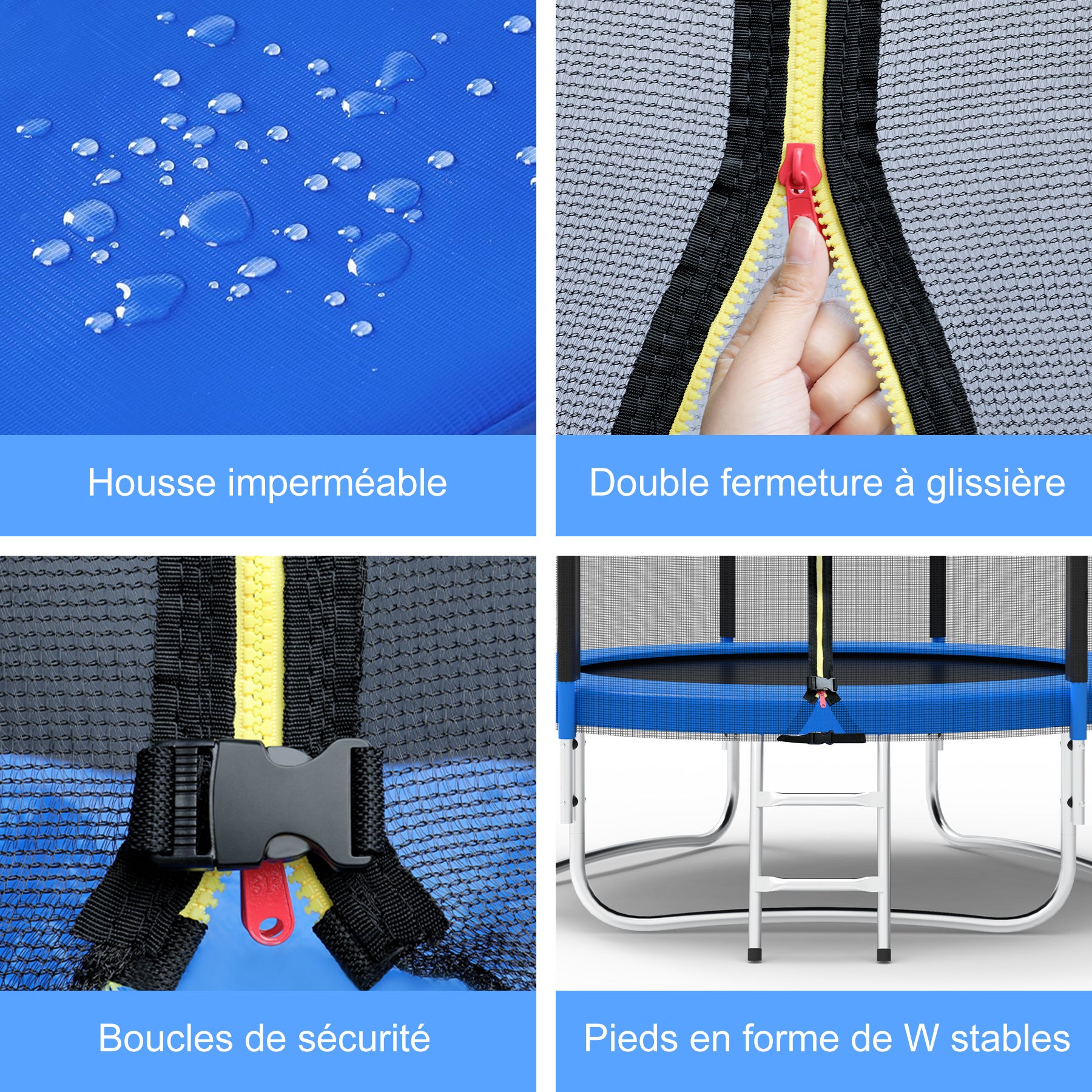 Trampolim de jardim HomeMiYN Ø183 cm com rede de segurança, estrutura estável e escada para crianças exterior - 6