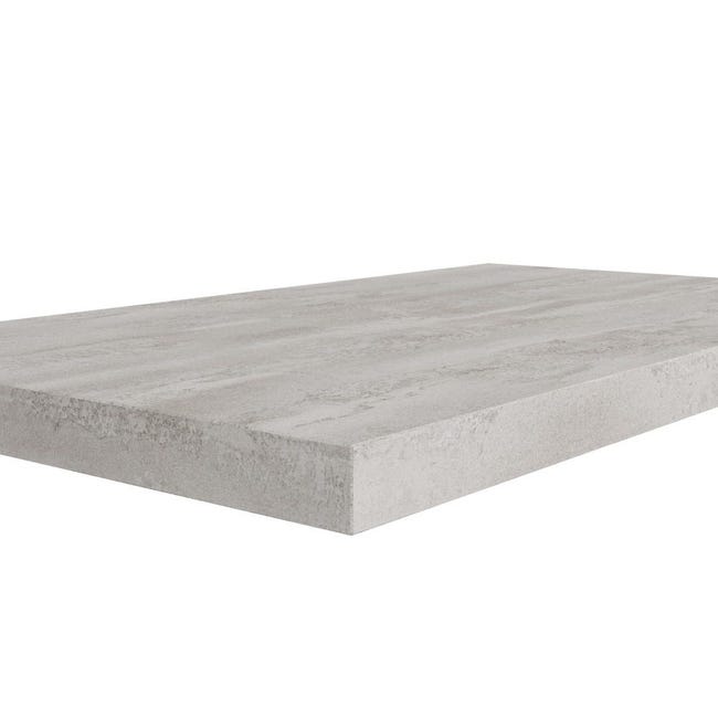 Mensola Sospesa Per Bagno 80x45 Cm - Legno Effetto Cemento, Grigio, Con Staffe In Acciaio - Foto 10