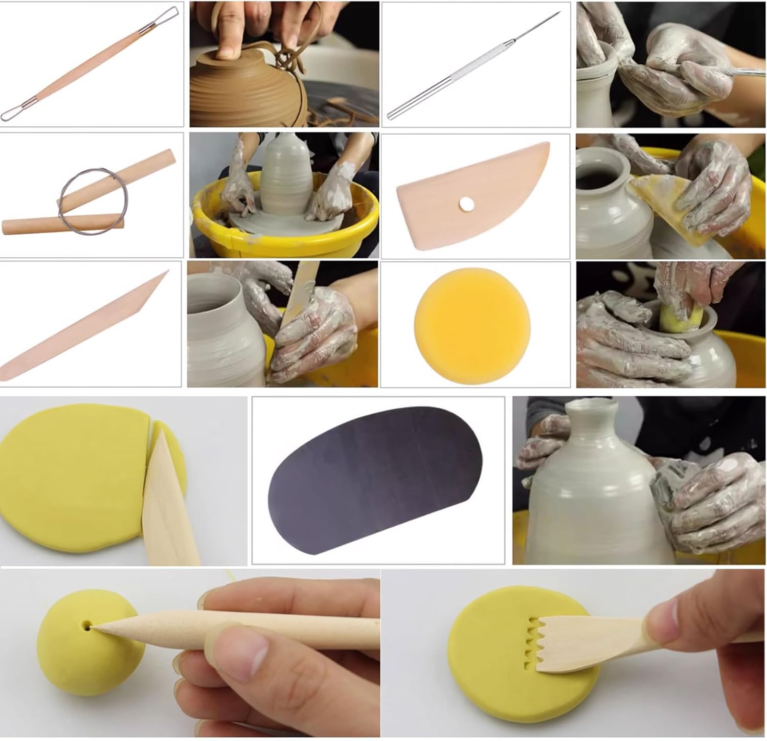 Ensemble d'outils de poterie, un ensemble complet de 52 pièces, adapté à la création de sculptures et de poteries à faire soi-même. - 4