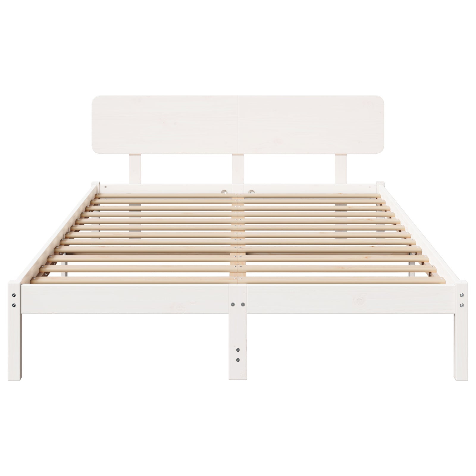 Ramka łóżka Z zagłówkiem Biały 140 x 200 cm Lite drewno sosnowe vidaXL