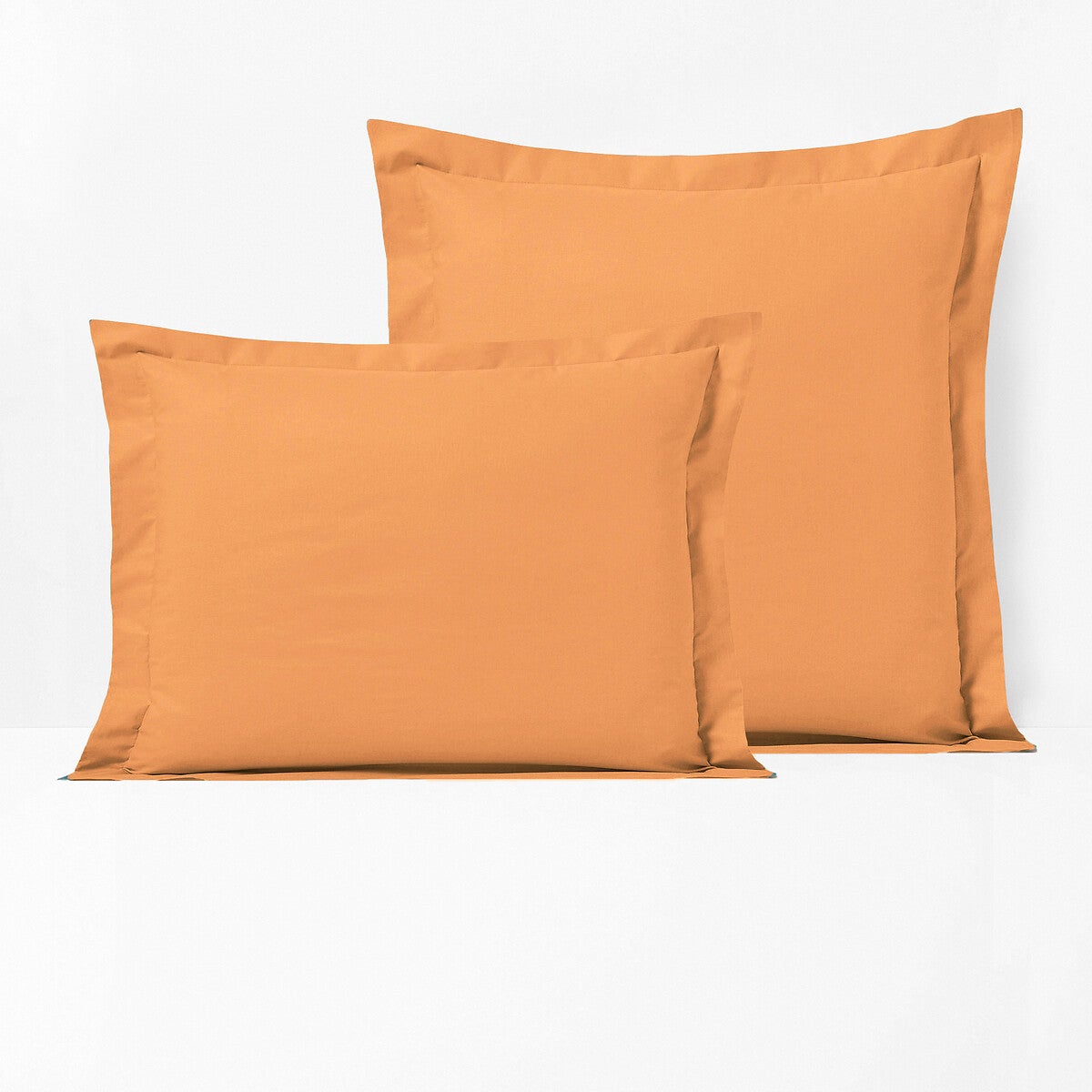 Taie D'Oreiller Carrée 63x63 Cm Percale Blanc Volant Plat - Polycoton 70 Fils, Idéal Hôtel & Location Saisonnière