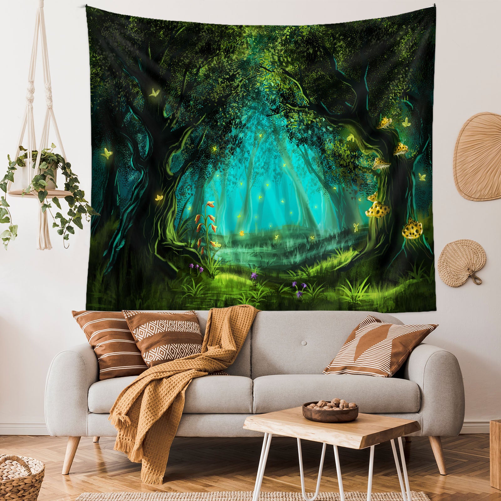 Tapisserie de paysage tropical naturel, 130X150CM, adaptée à la décoration de salon, chambre, appartement, ferme, dortoir - 2