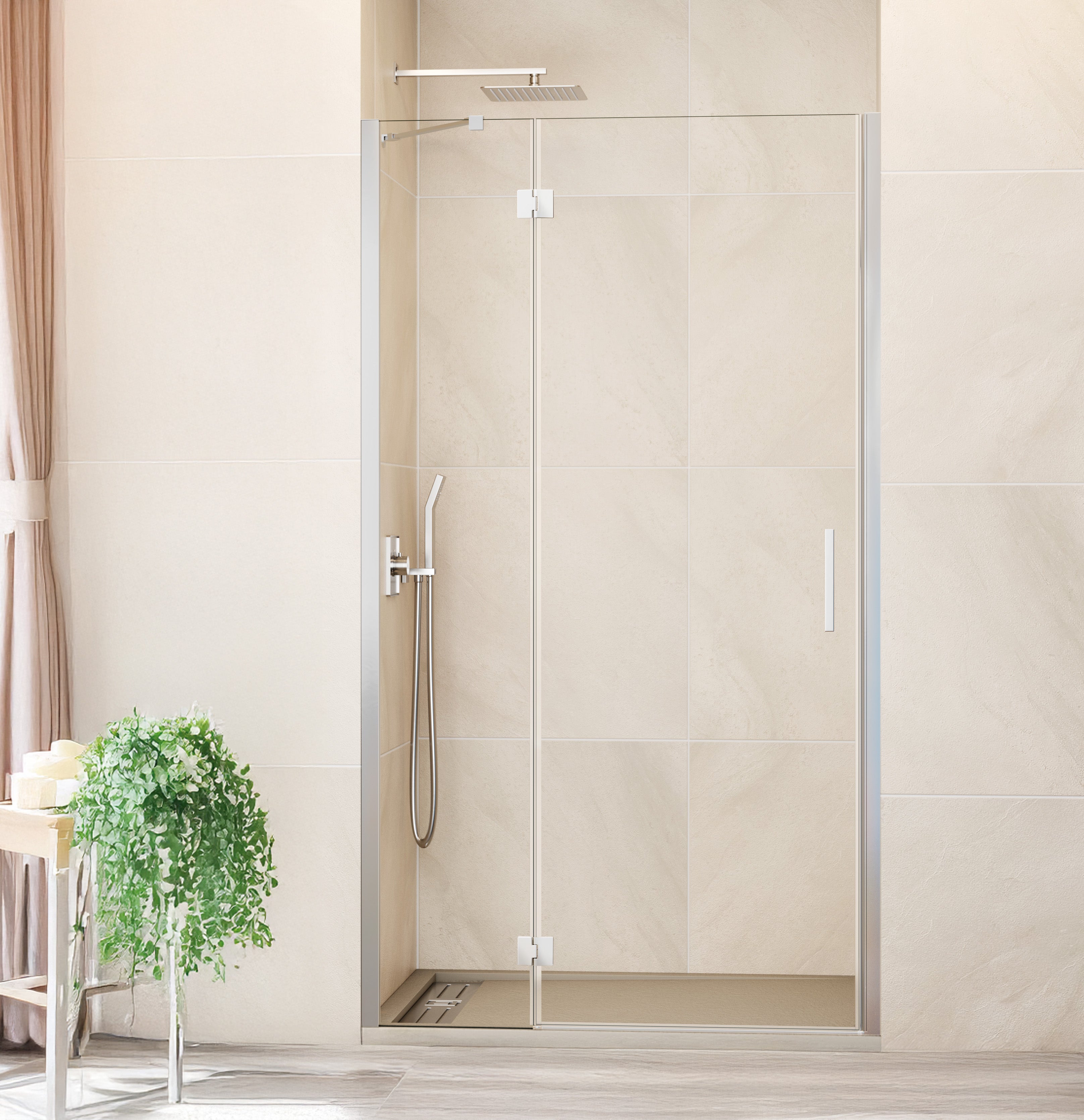 PAROI FIXE + PORTE BATTANTE PLAGE D'INSTALLATION 104.5-110 cm (40-65 ...