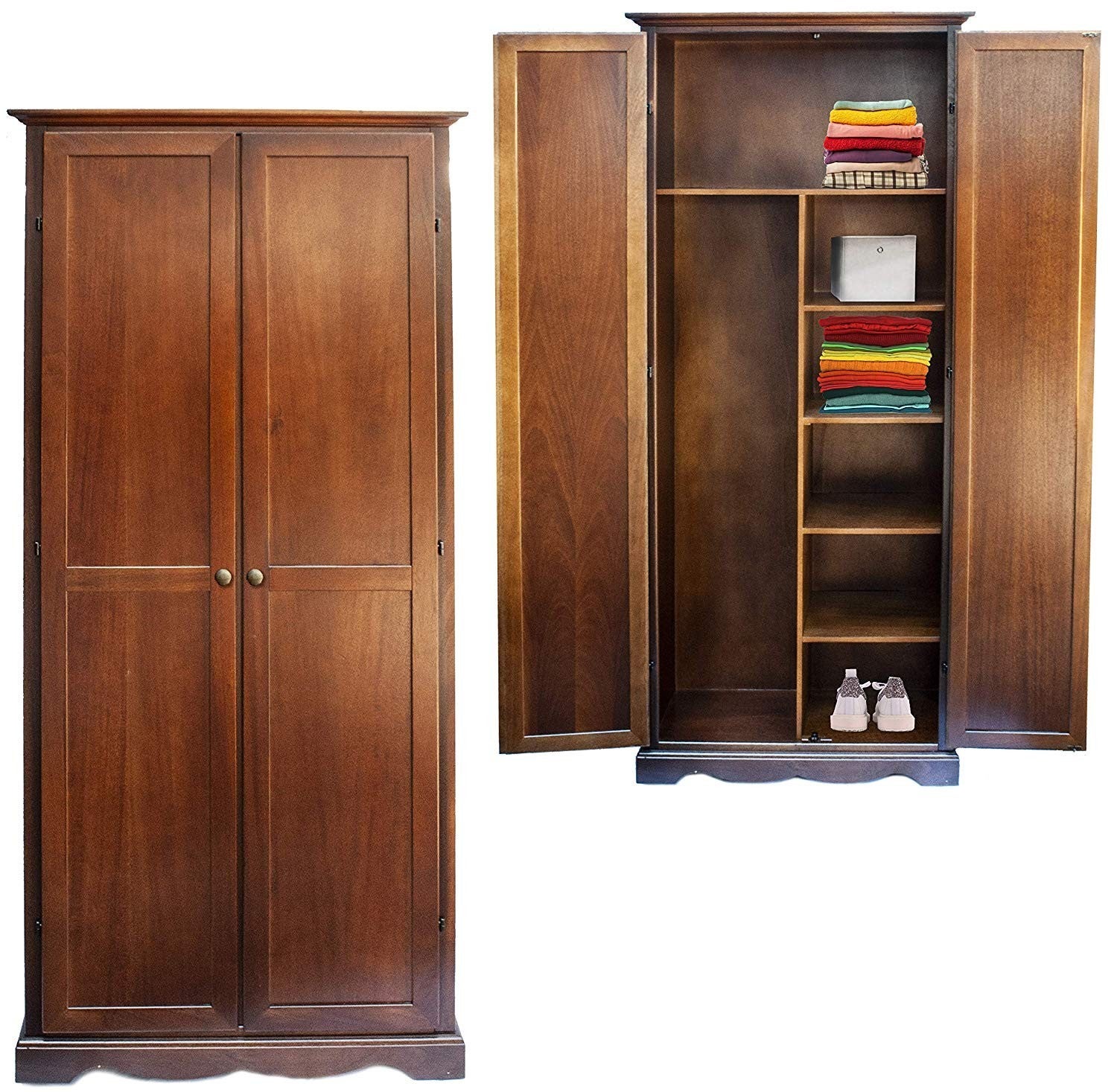 Maniglia Moderna Per Cassetti Mobili Armadi Cucine In Legno Finitura Noce Con Le Venature E Distanza Tra I Fori 64 Mm, Cod. 846