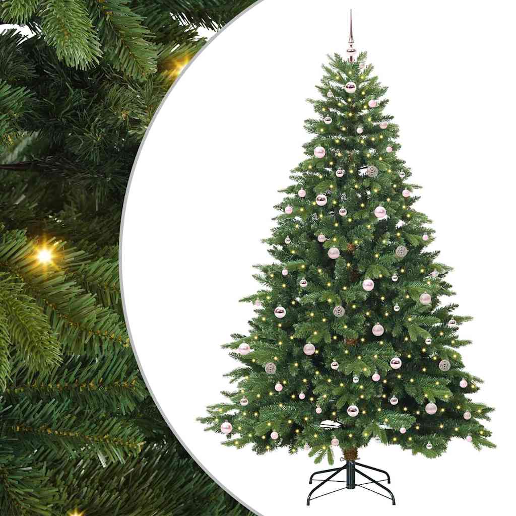 Sztuczna choinka z 300 diodami LED Zielony 240 cm PE i PVC