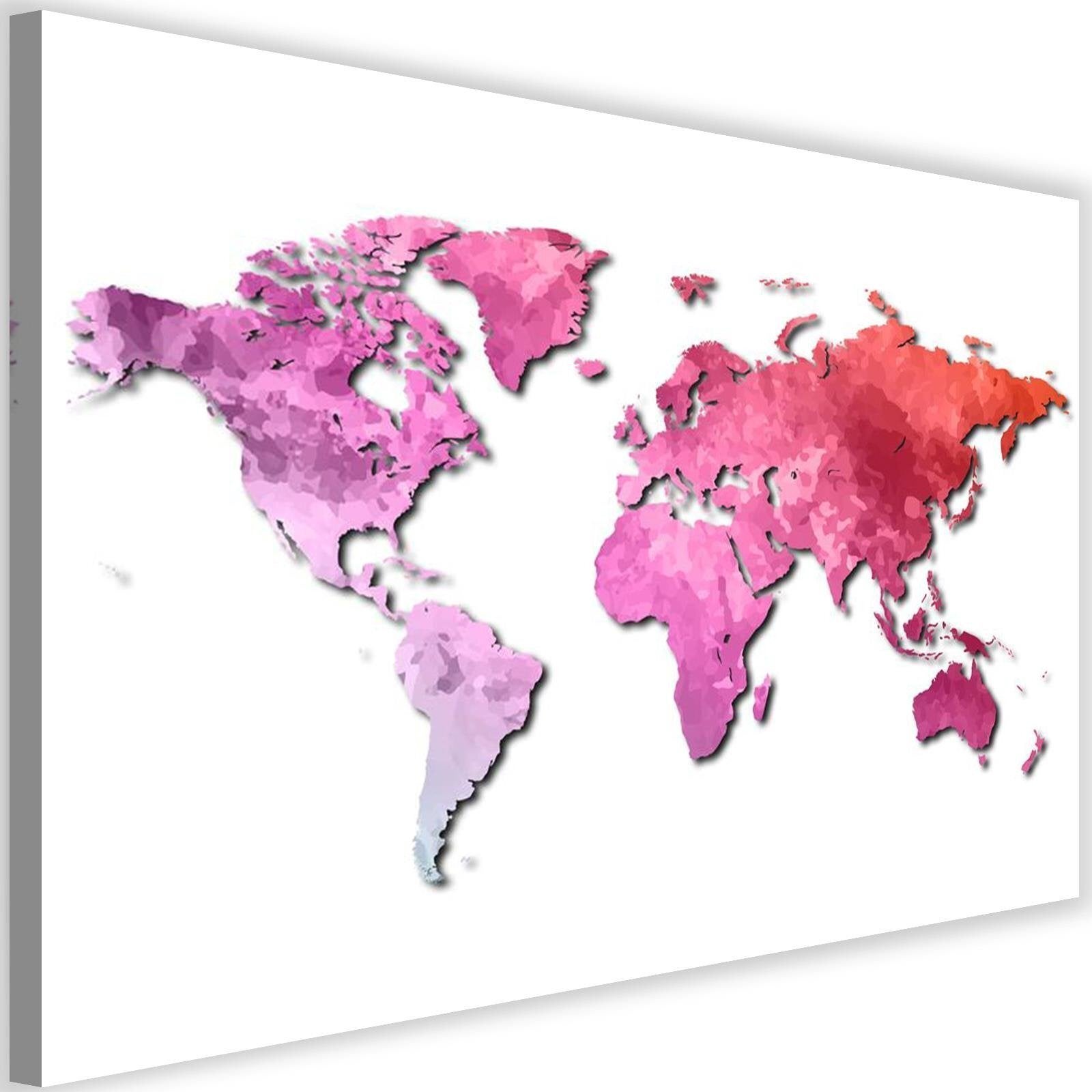 Obraz na płótnie, Różowa mapa świata 120x80