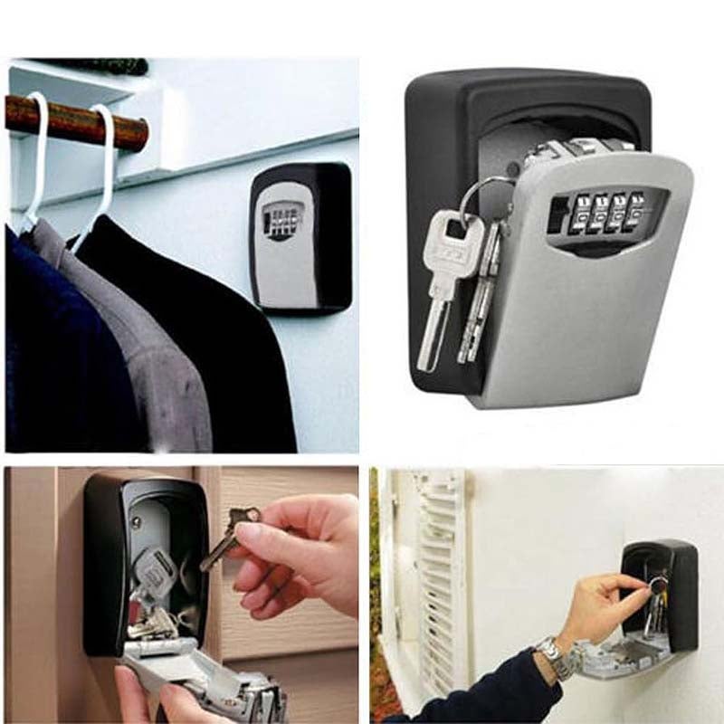 1 pc Coffre-fort à clés mural 4 chiffres réinitialisable, étanche, sécurisé pour maison, hôtel, école, bureau, intérieur ou extérieur – Gris - 7