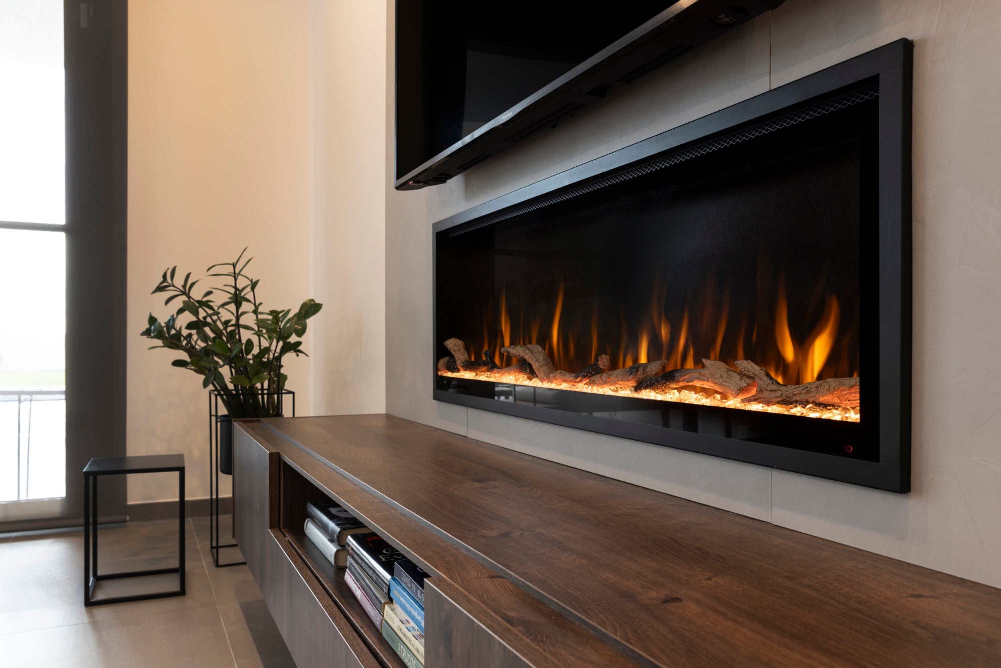 DUPI Chimenea Eléctrica 42 Nero Pro Lumina | 3 en 1 con Calefacción | Efecto Llama 3D Panorámica | 12 Colores Llama | 106x43,5x15 cm | 42 Pulgadas - 5