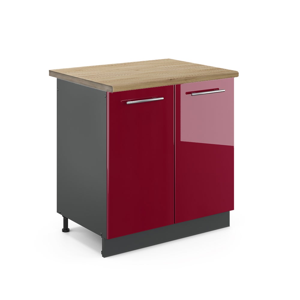 Vicco Szafka pod zlew Fame-Line, Bordowa Czerwień wysoki połysk, 80 cm , BP Dąb