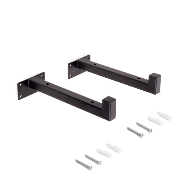 Emuca Set di supporti per mensole in legno Shelf dritto con tubo quadro, Acciaio, Verniciato nero