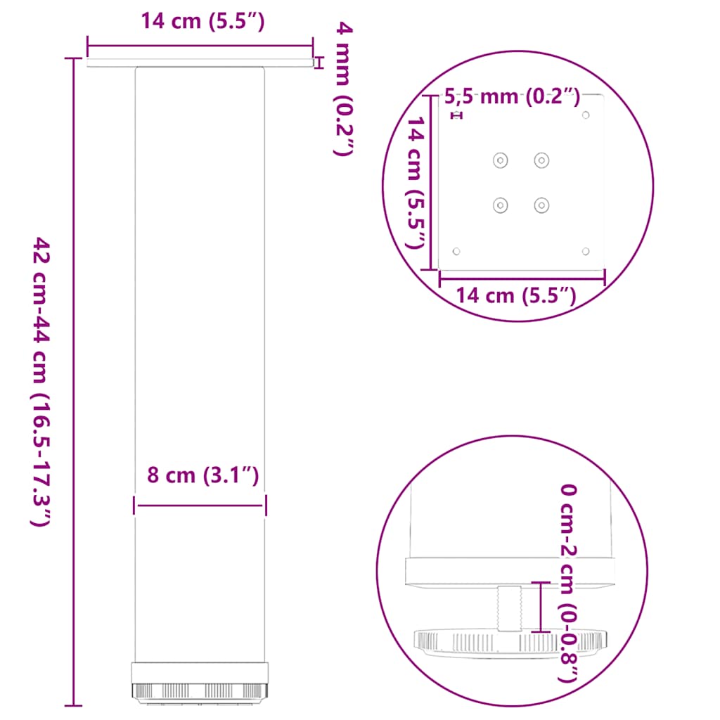 Pernas para mesa de centro 4 peças aço antracite 42-44 cm - COMFORTXL - 9