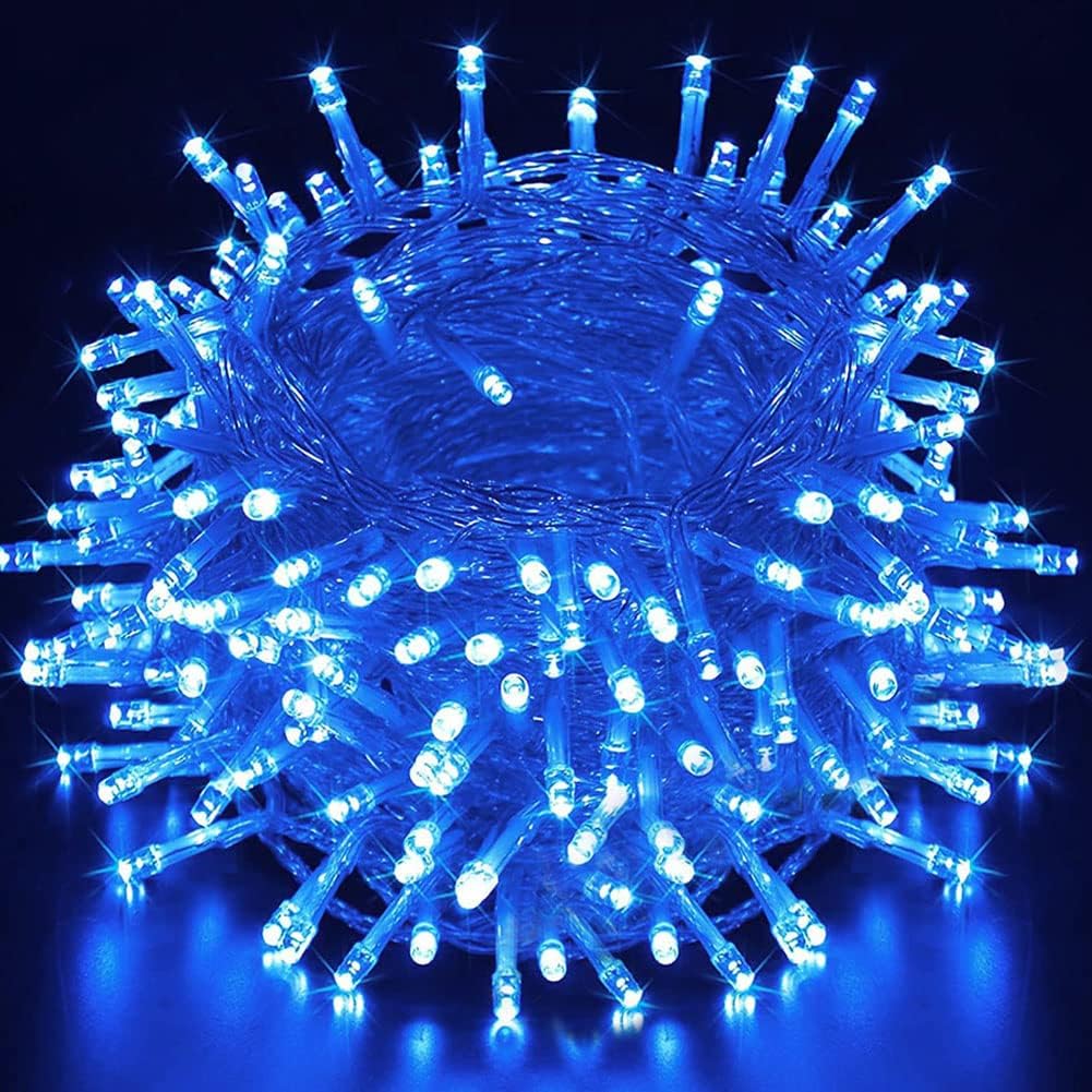 Luci a stringa LED da 50 m, 400 LED, luci natalizie impermeabili IP44 con telecomando e timer, 8 modalità, luce blu - 7