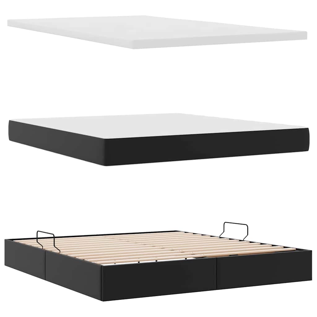 Lit avec rangement et matelas noir 180 x 200 cm similicuir - 8