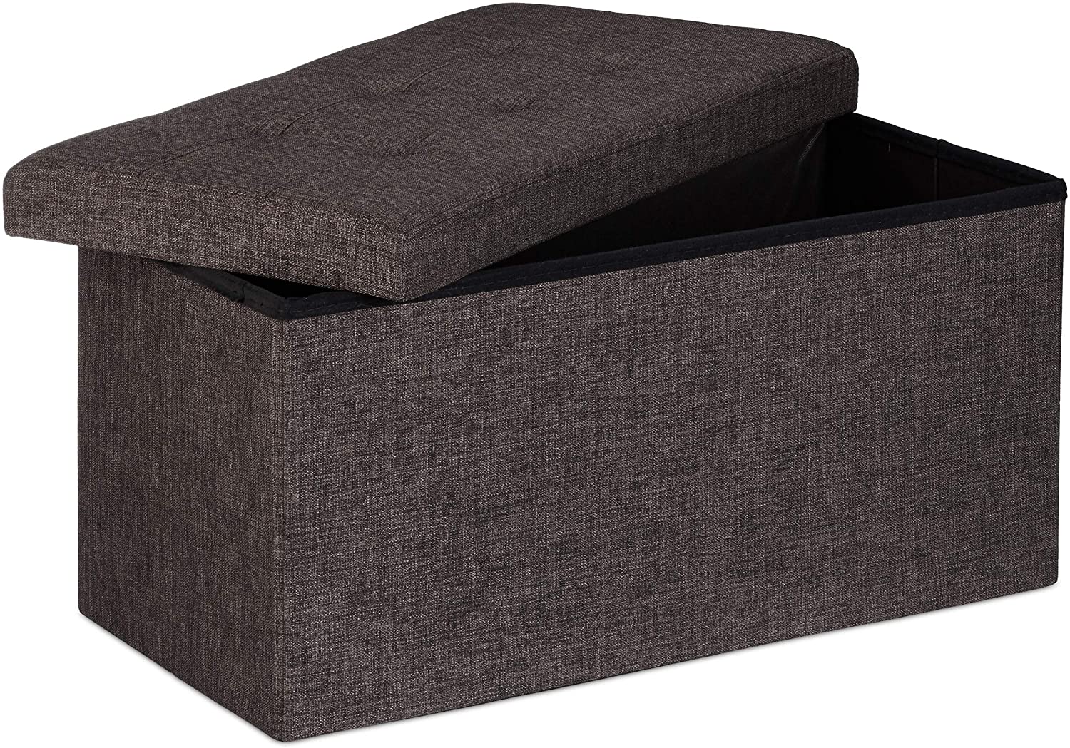 Oak&Tea Pouf Coffre De Rangement Pliant 30x30x30cm Gris Brunâtre – Tabouret Repose-Pieds Avec Couvercle Amovible