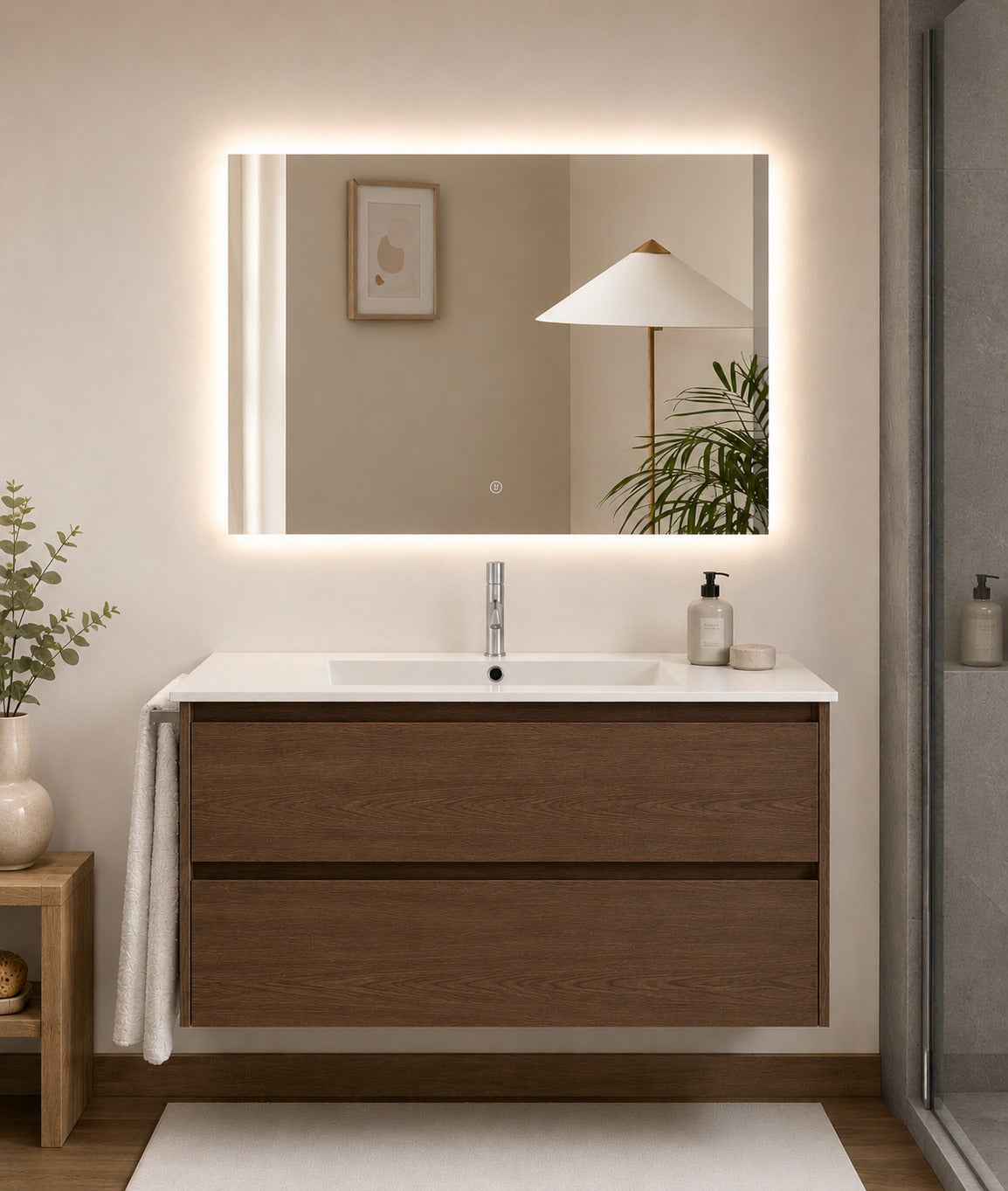 Mobilier de baie cu lavoar ORIGENBATH IBIZA fără oglindă 80x45 cm frasin tea