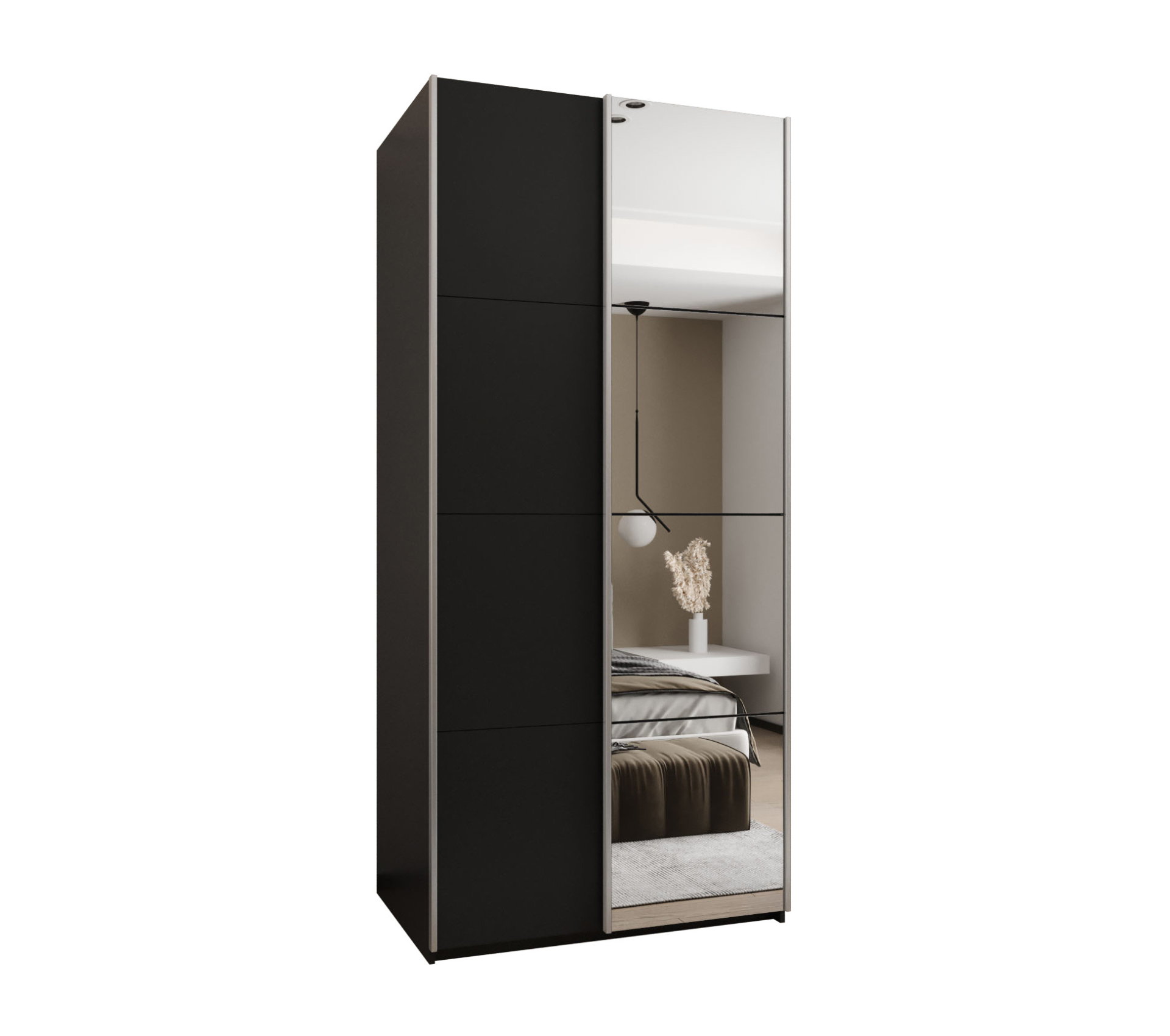 Szafa przesuwna wysoka Lux 3 100 x 64 x 245,5 cm czarny + czarny + u. srebrny - Abiks Meble