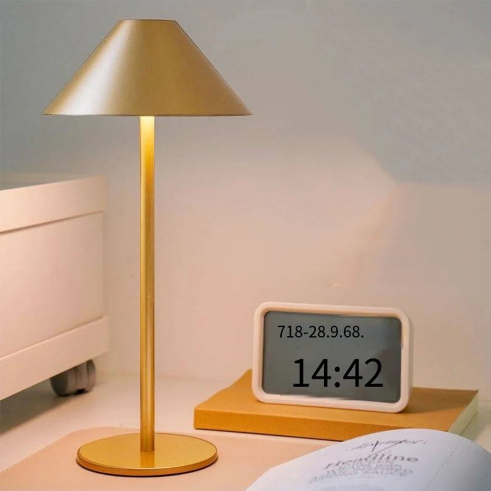 Bezprzewodowa lampa stołowa, ściemniana, ładowalna lampka nocna LED 4000mAh do salonu/sypialni, 15*31cm, złota