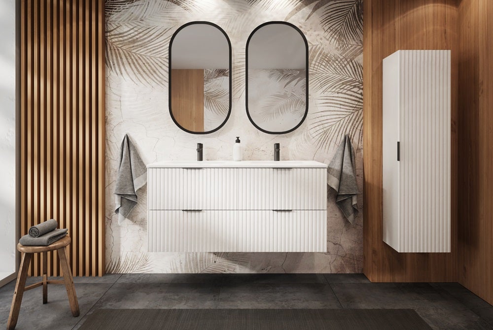 Meuble sous double vasque avec plan sur pieds FLOW blanc 120 cm - 2