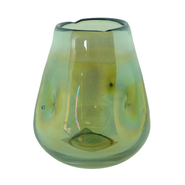 Vaso Basso Decorativo in Vetro Trasparente Colore Verde - Green