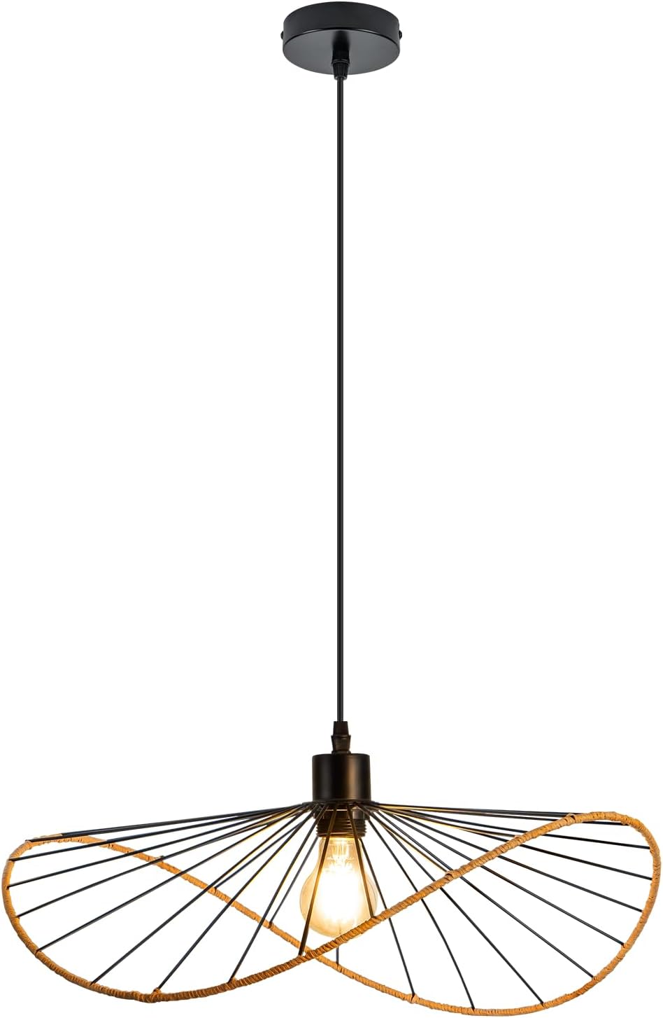 ZMH Suspension Vintage 1 Flame E27 Noir Salle à Manger Sans Ampoule - 10