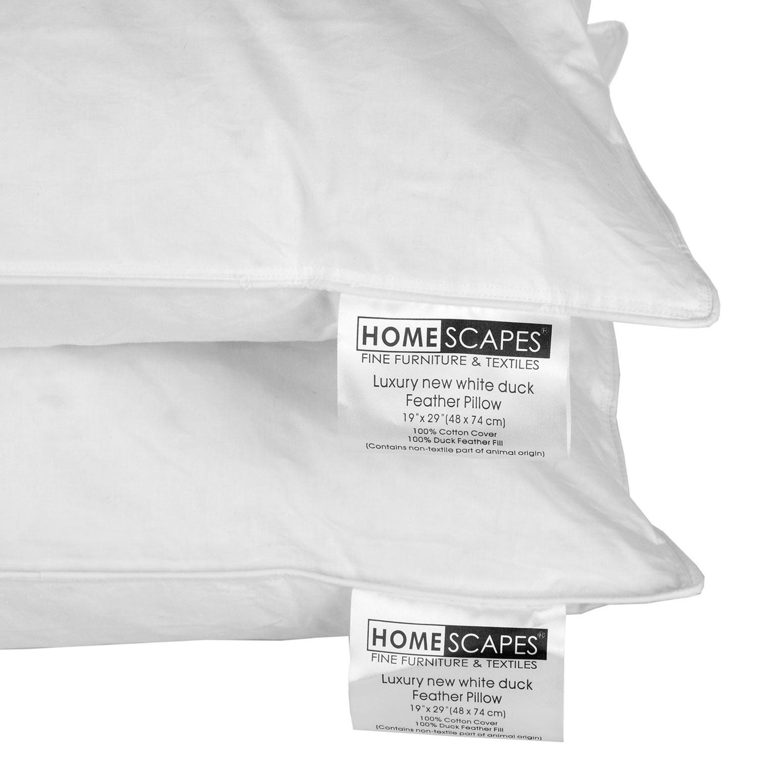 Homescapes Almohada de plumas de pato 50 x 75 cm, Lote de 2 - 3