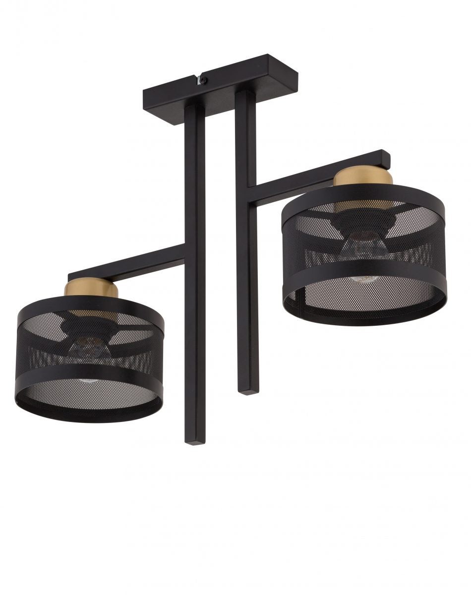 Lampa sufitowa wisząca Off czarno-złota 2xE27x15W dekoracyjna wym: 36 x 48 x 15 cm metal SIGMA