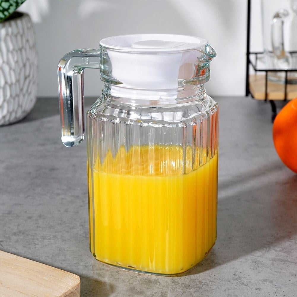 Brocca In Vetro Con Coperchio 650 Ml – Caraffa Per Acqua E Succhi Con Maniglia, Beccuccio Versatore