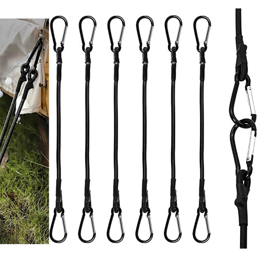 6 szt. wytrzymałych linek bungee, 90 cm linek bungee z haczykami do kempingu, plandek, namiotów, bagażu