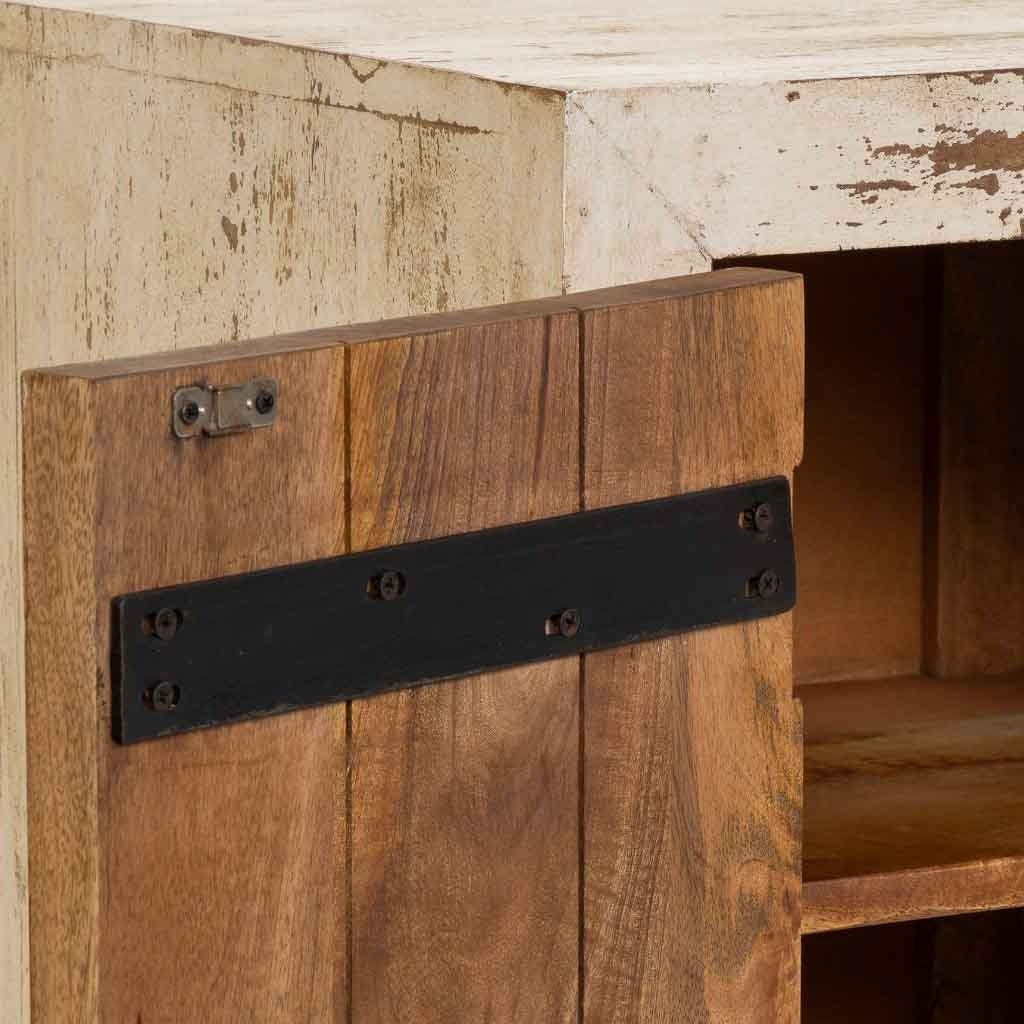 Comodino in legno intagliato a mano beige, 40x35x60h cm - 6