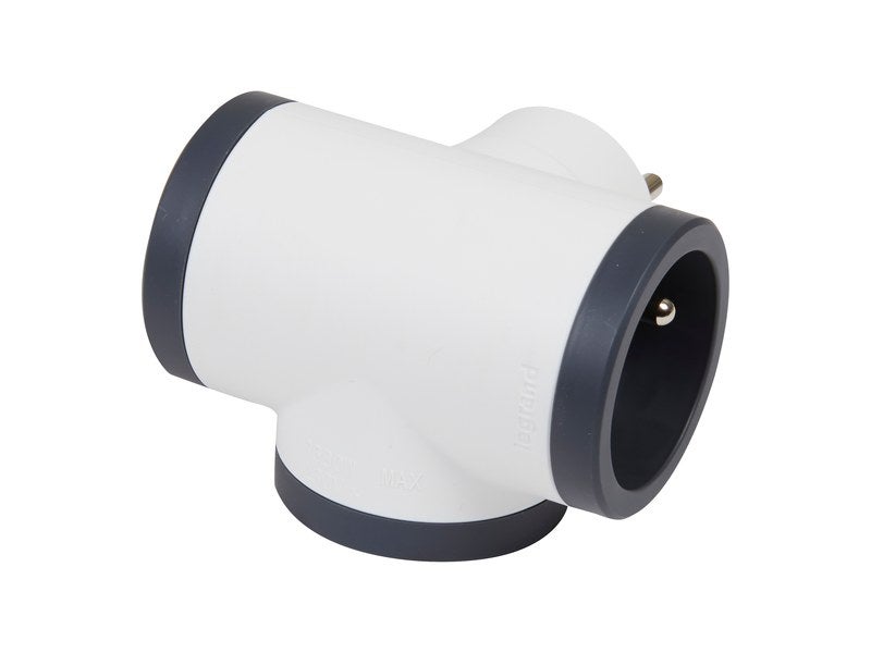 Fiche triplite 3 prises latérales 3680W - Blanc et Gris foncé - Legrand - 5