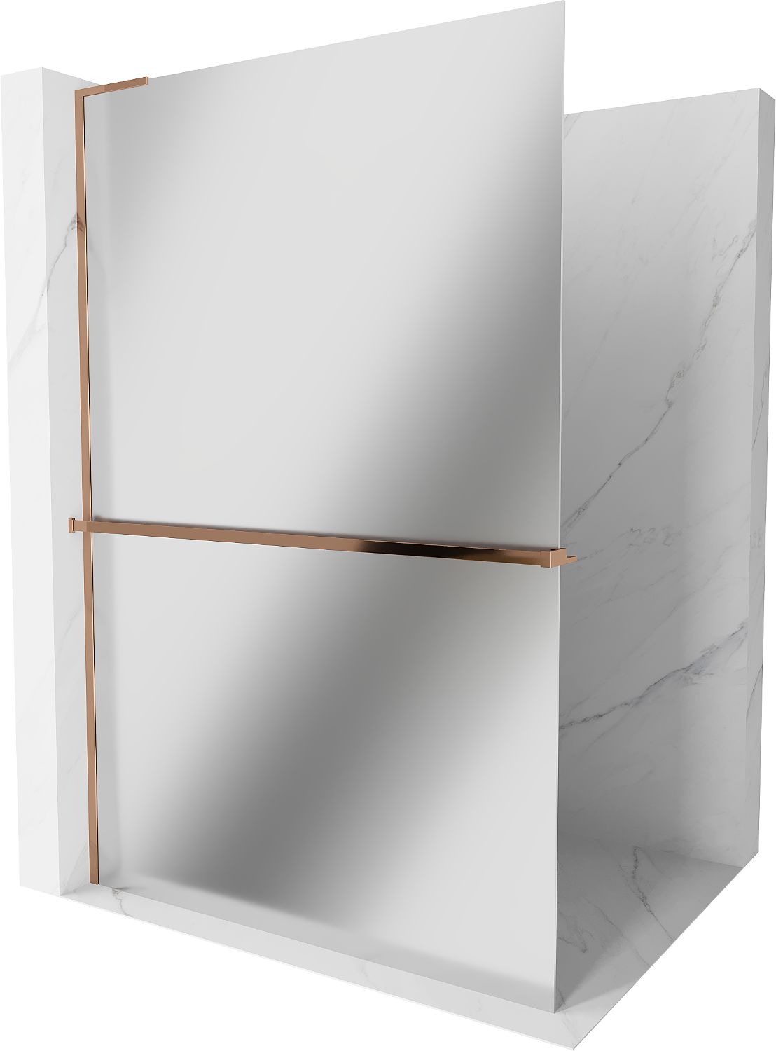Mexen Kioto+ L ścianka prysznicowa z półką Walk-in 70 x 200 cm, lustro, różowe złoto - 800-070-123-60-50