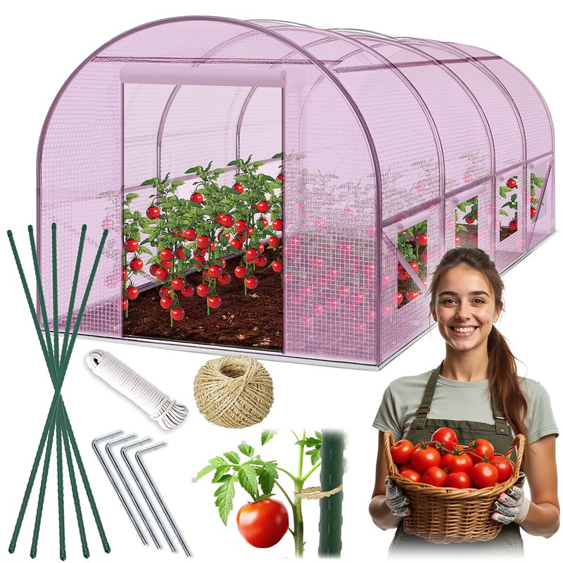 Tunel foliowy ogrodowy szklarnia 2,5x4xH2m (10m2) różowy Plonos 4979-B