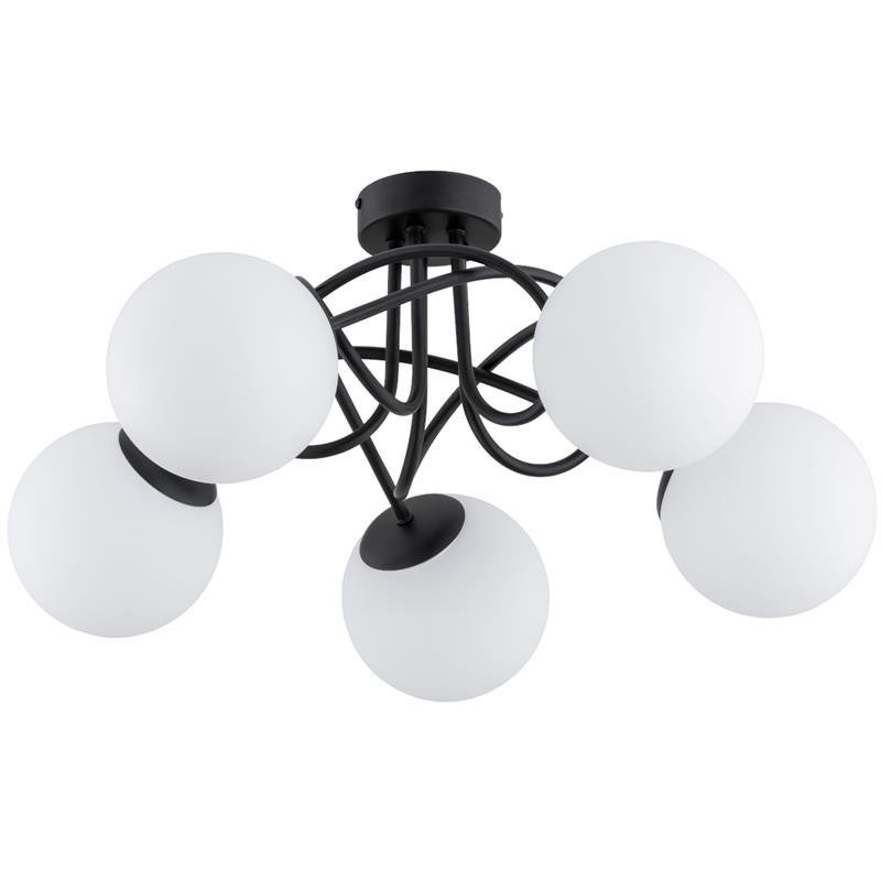 Lampa sufitowa wisząca Banko czarno-biała 5xE14x10W styl klasyczny wym: 26 x 51 x 51 cm metal Alfa