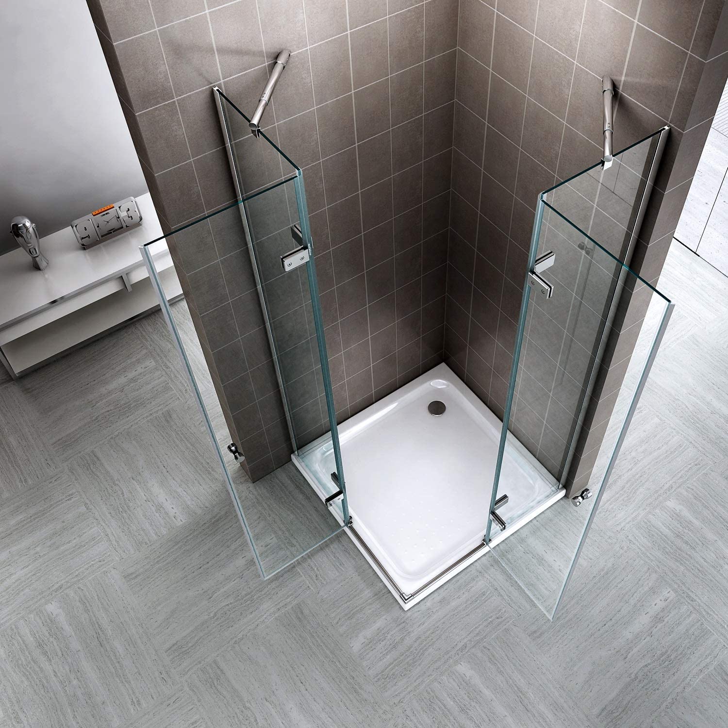 Cabina doccia 80x100 cm altezza 180 cm porte a battente - 4