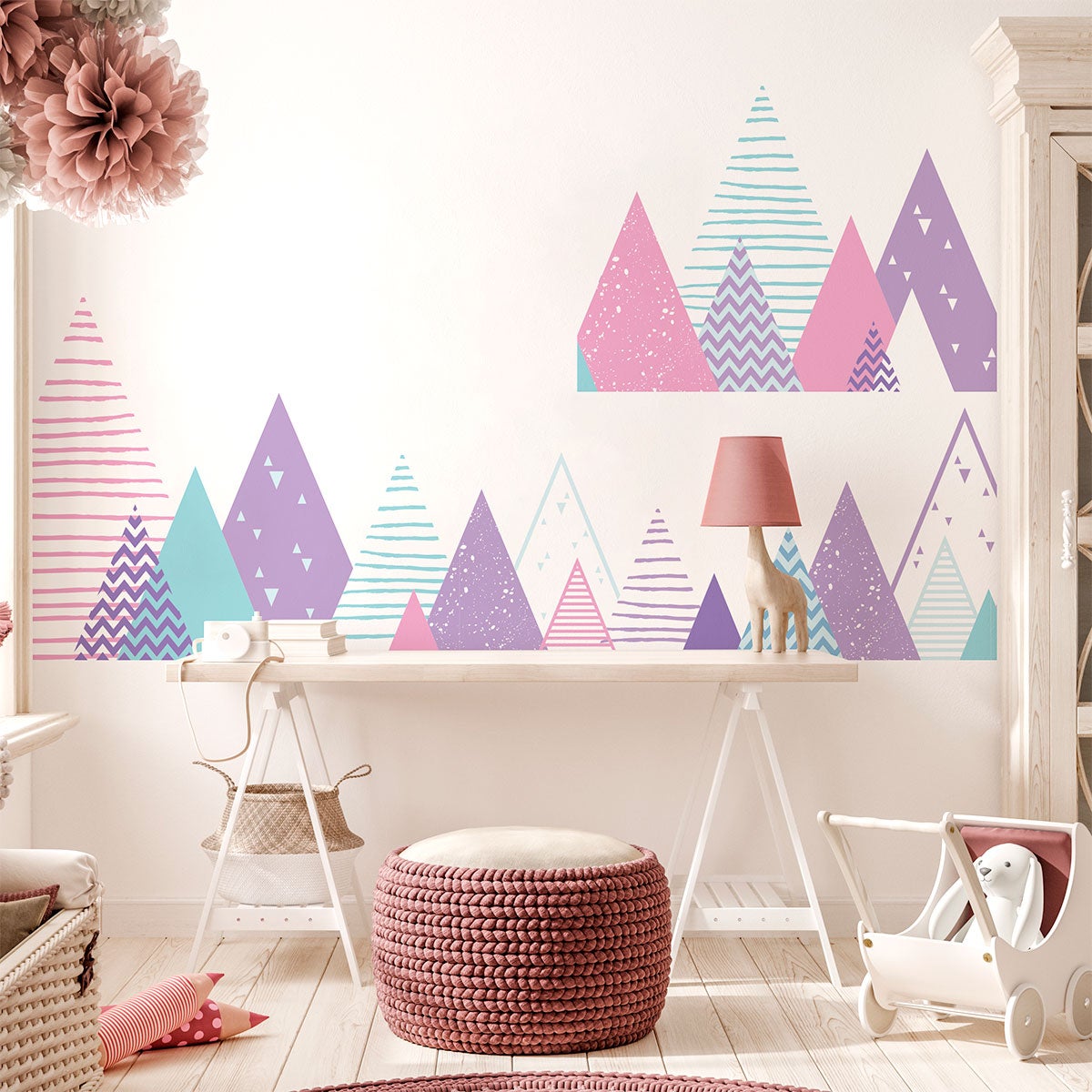 Vinilo niño escandinavo de montaña malika - adhesivo de pared - revestimiento sticker mural decorativo - 90x155cm - 5