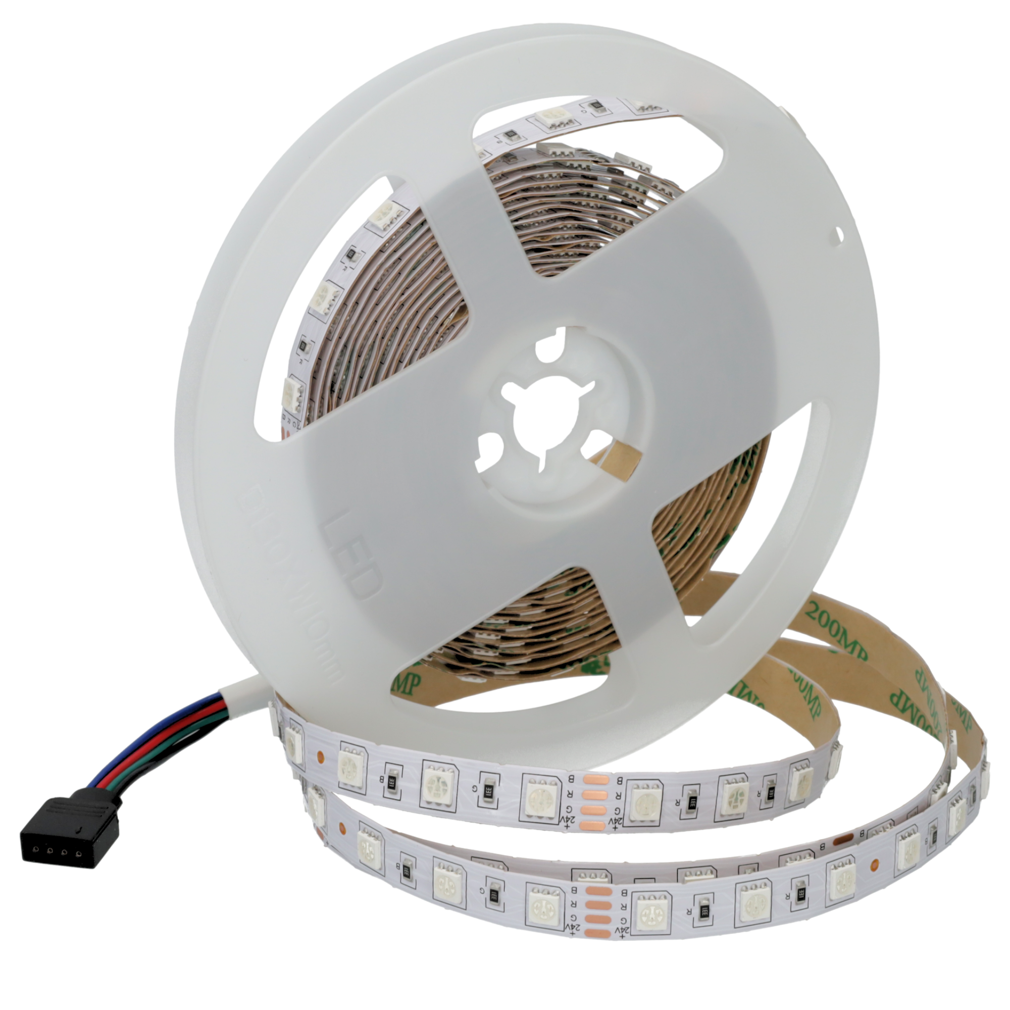Taśma LED 24v RGB, wewnętrzna IP20 60led/m Smd5050, klej 3m, cewka 5m
