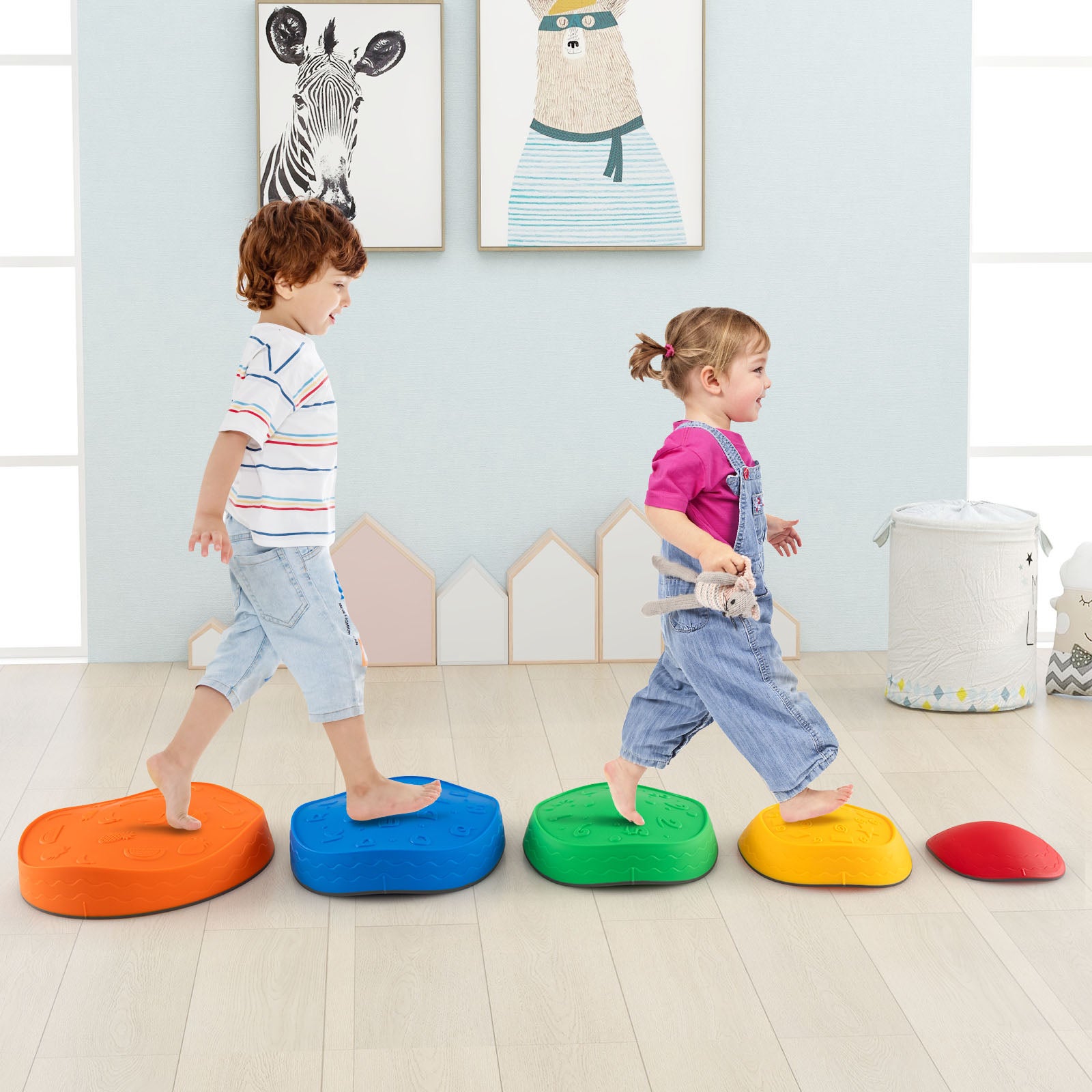 MINENICE – Pierres D’équilibre Pour Enfants – Antidérapantes – Entraînement Motricité – Intérieur/extérieur – Dès 3 Ans