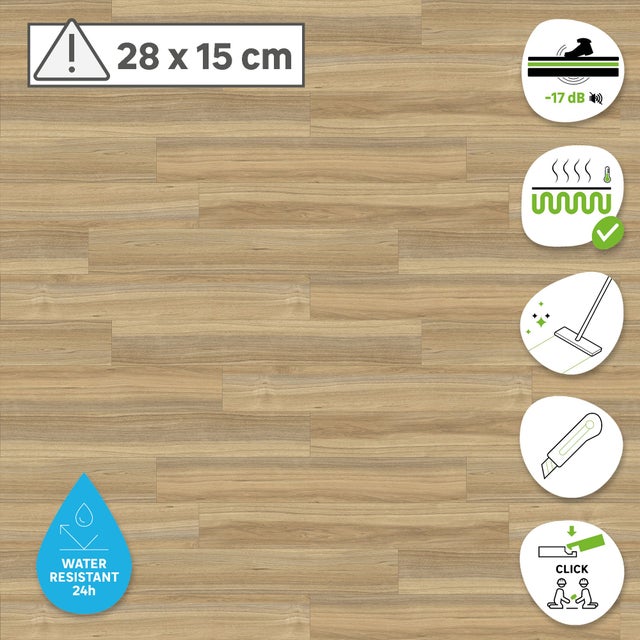 ARTENS - Échantillon de lame PVC - 28 x 15 cm - Sol PVC à clipser MINTO2 avec sous-couche intégrée - MEDIO - Effet bois - Beige - Epaisseur 4,5 mm -