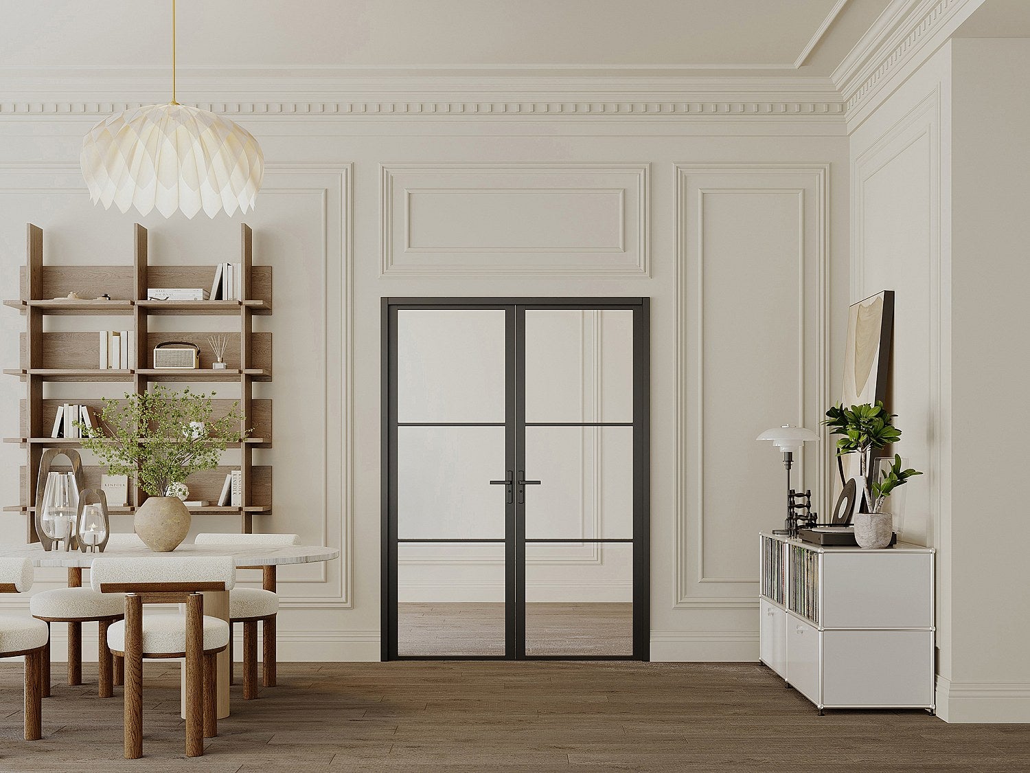 Drzwi kompletne 2-skrzydłowe dwustronne z aluminium i szkła hartowanego - 2 x wys. 204 x szer. 83 cm - Czarny - MASERU