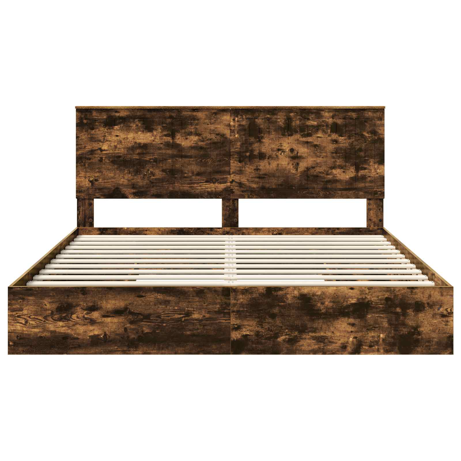 Lit avec rangement, panneau de bois, chêne fumé, pour la chambre, 180 × 200 cm - 8