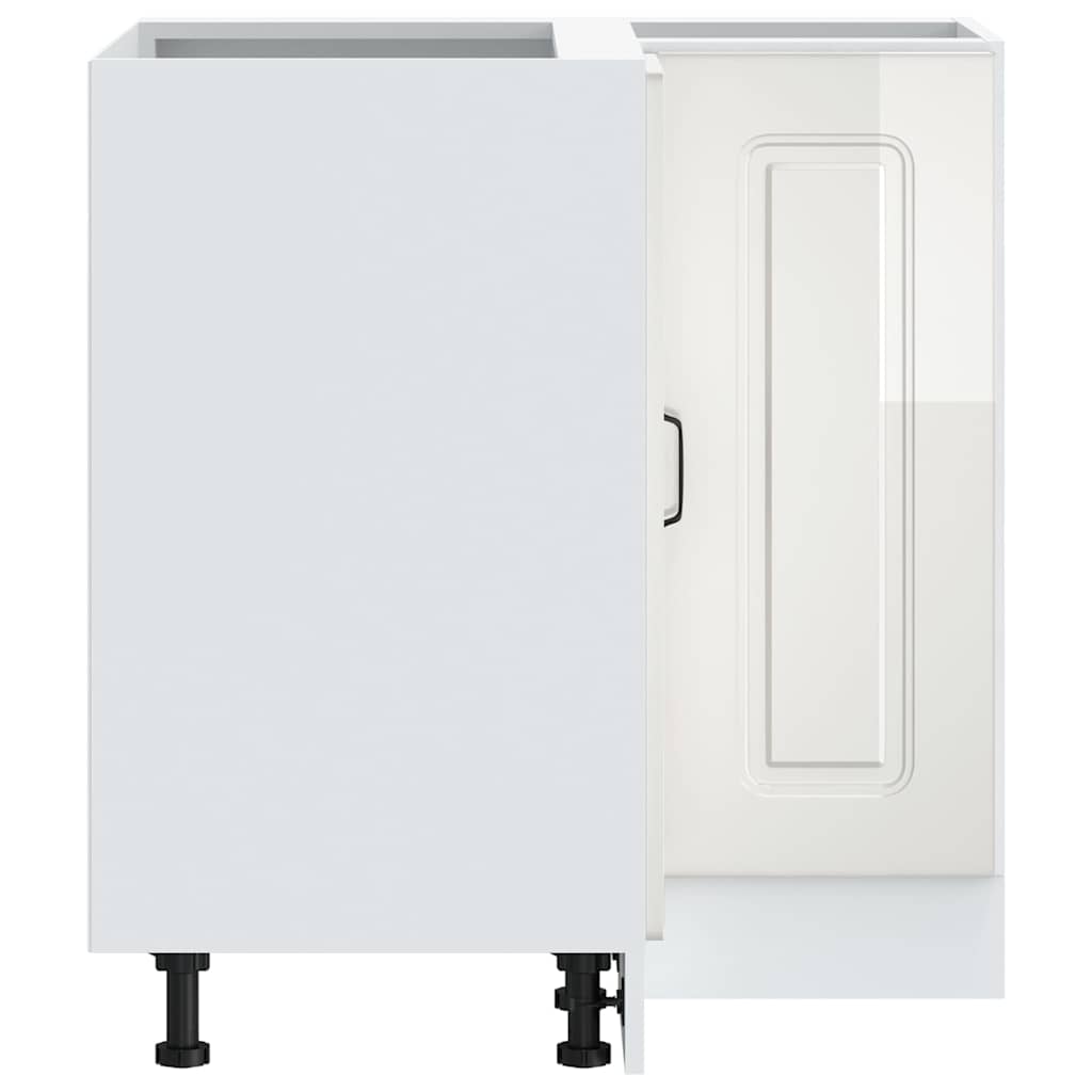 Meuble Haut De Cuisine - Armoire d'angle de cuisine blanc brillant 6625fr - 7