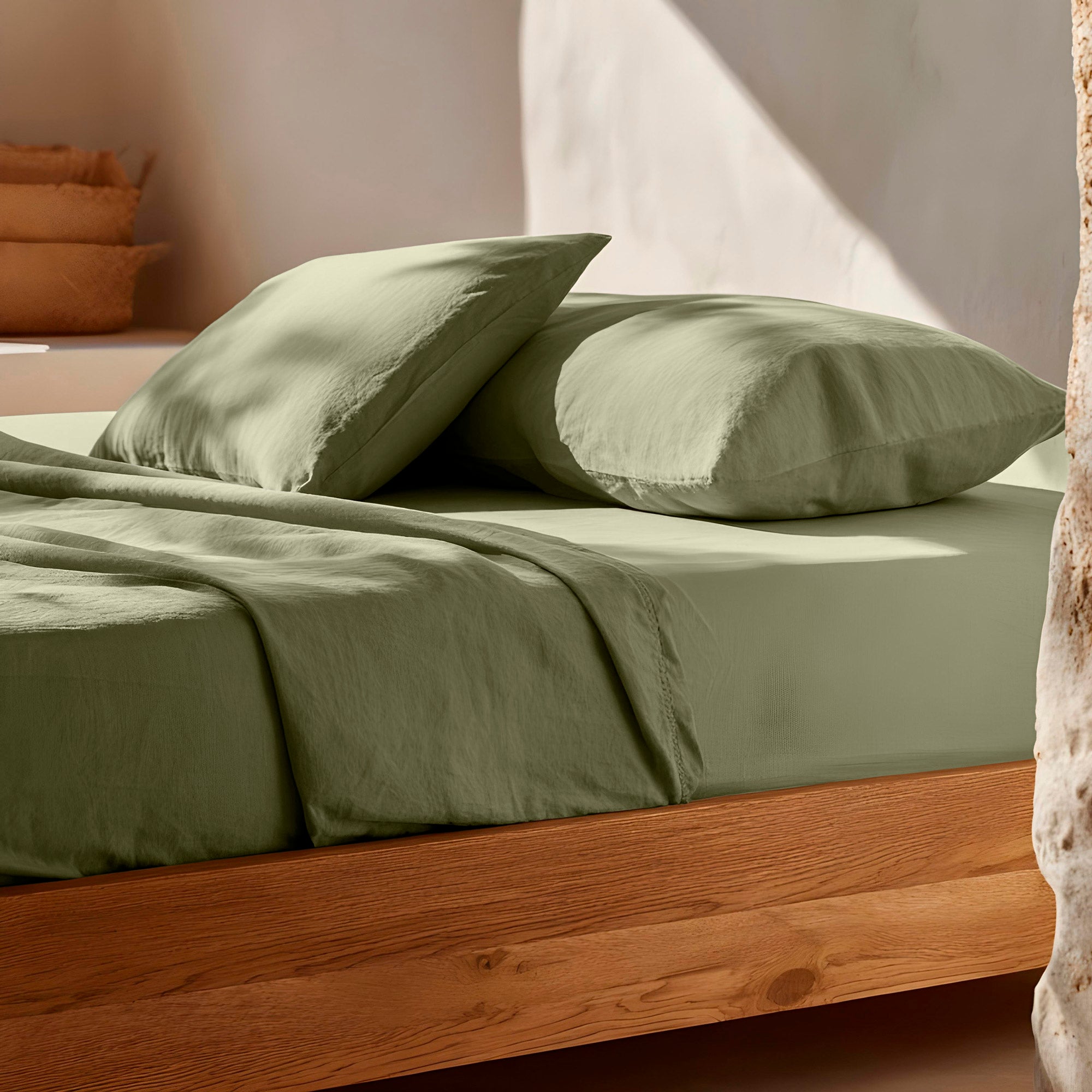 Drap-housse 120x200x30 cm 100% cotone respirant régable coloris Vert - 4