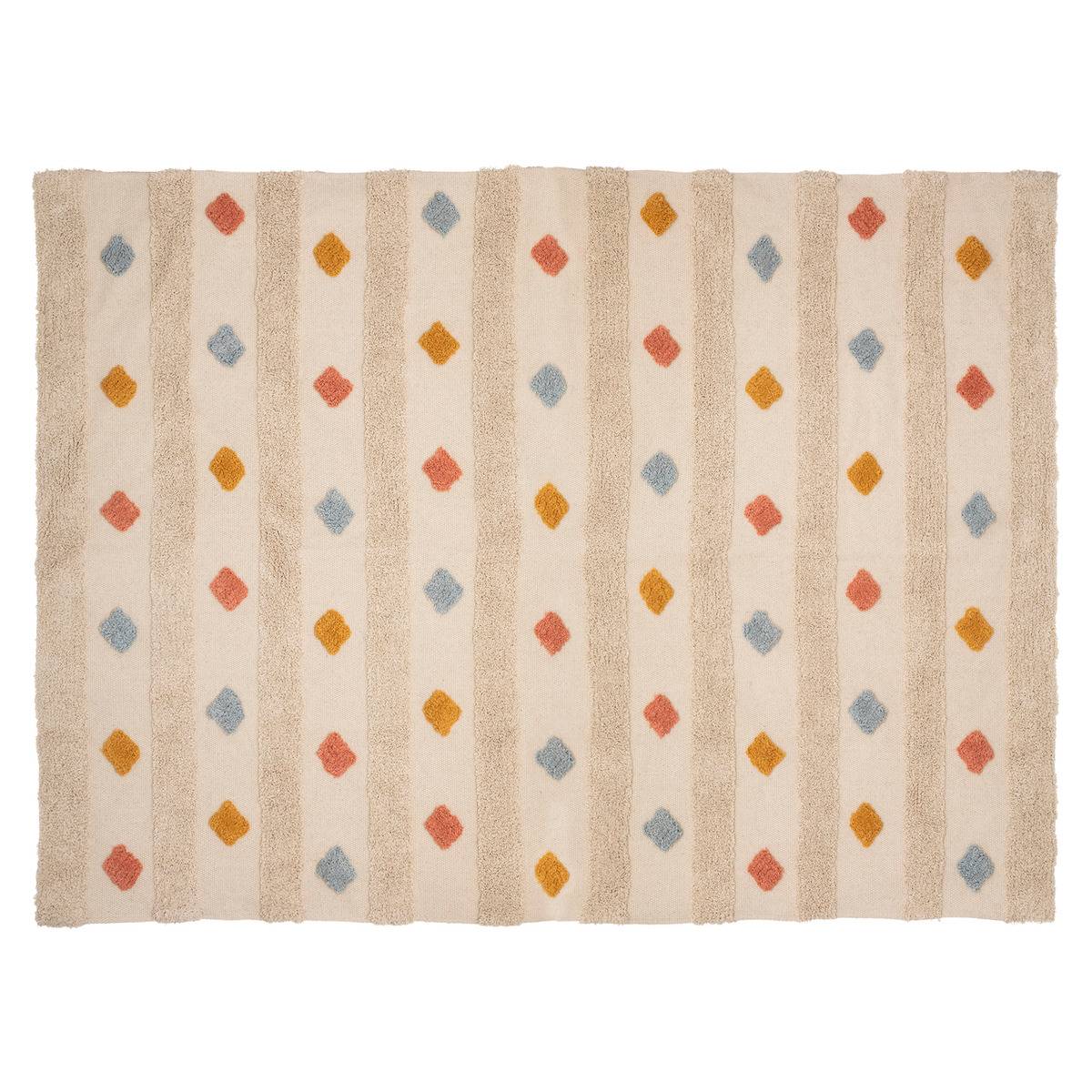 Teppich-Traum Tappeto Bambini Da Gioco – Tenda Indiana Con Leone, Zebra E Cactus, Beige Azzurro Crema Marrone, 80x150 Cm, Molto Resistente, Certificato Oeko-Tex