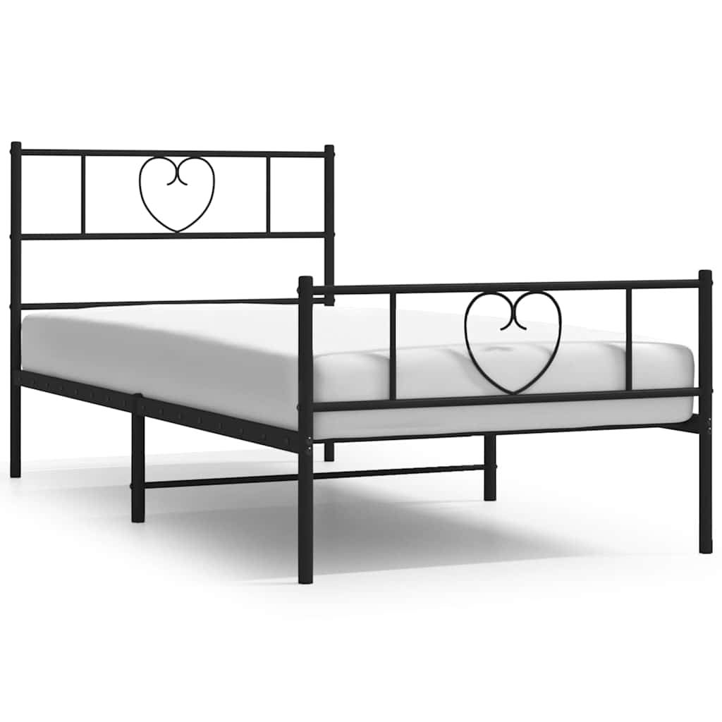 Łóżko Metalowe Czarne Rama Łóżka Ze Stelażem Do Pokoju Sypialni 100x200cm