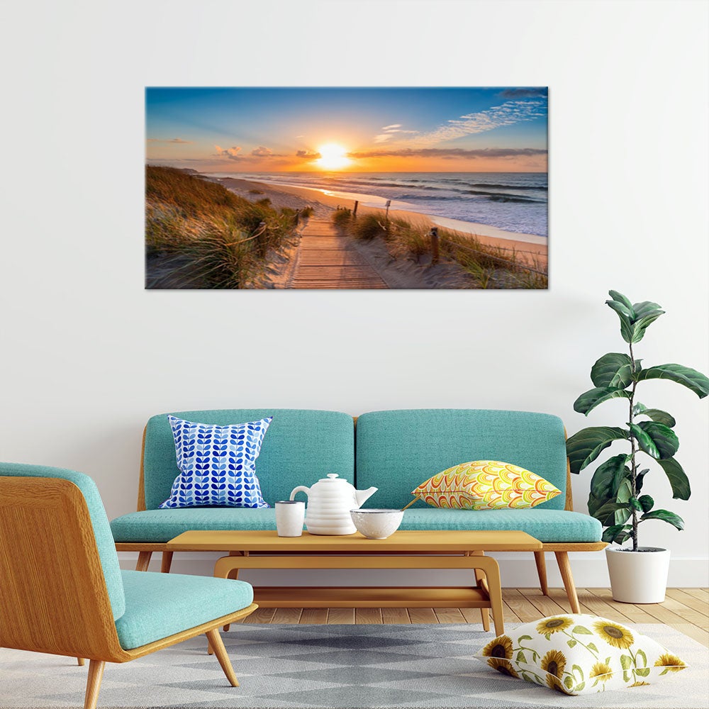 Obraz na płótnie, Zachód Słońca na plaży Pejzaż 100x50 - 2