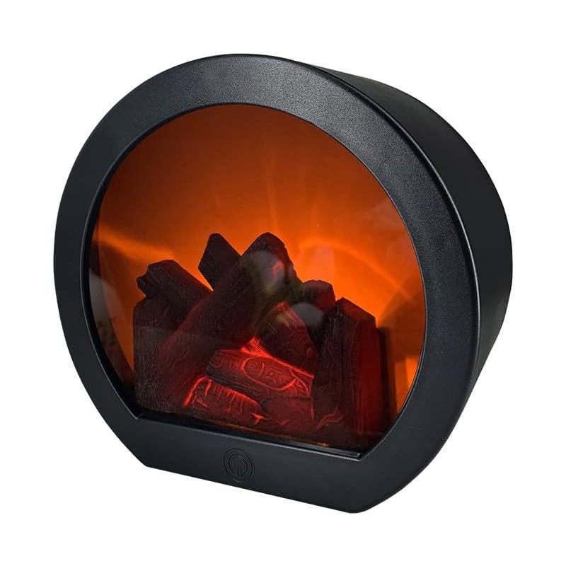 Lampa kominkowa LED z czujnikiem dotykowym – Dekoracyjna lampka nocna do sypialni, zasilana bateryjnie i przez USB, 18,5 x 20 x 10 cm