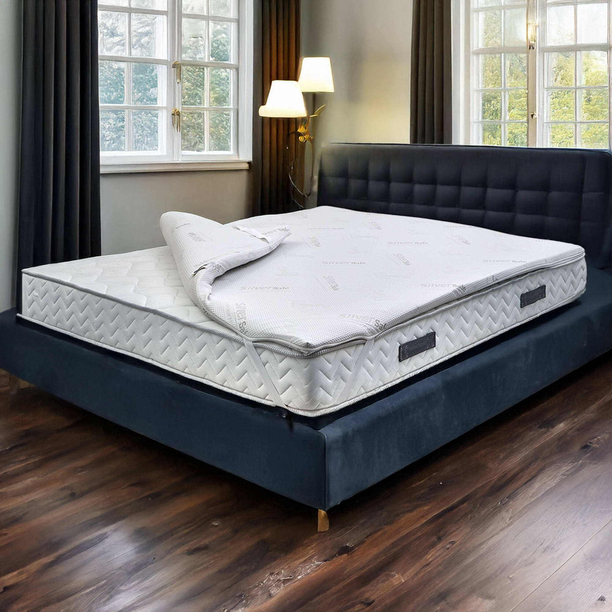 Topper renueva colchón en memory foam, 100% made in italy, antiácaros, hipoalergénico y antibacteriano, cm 160x200h5