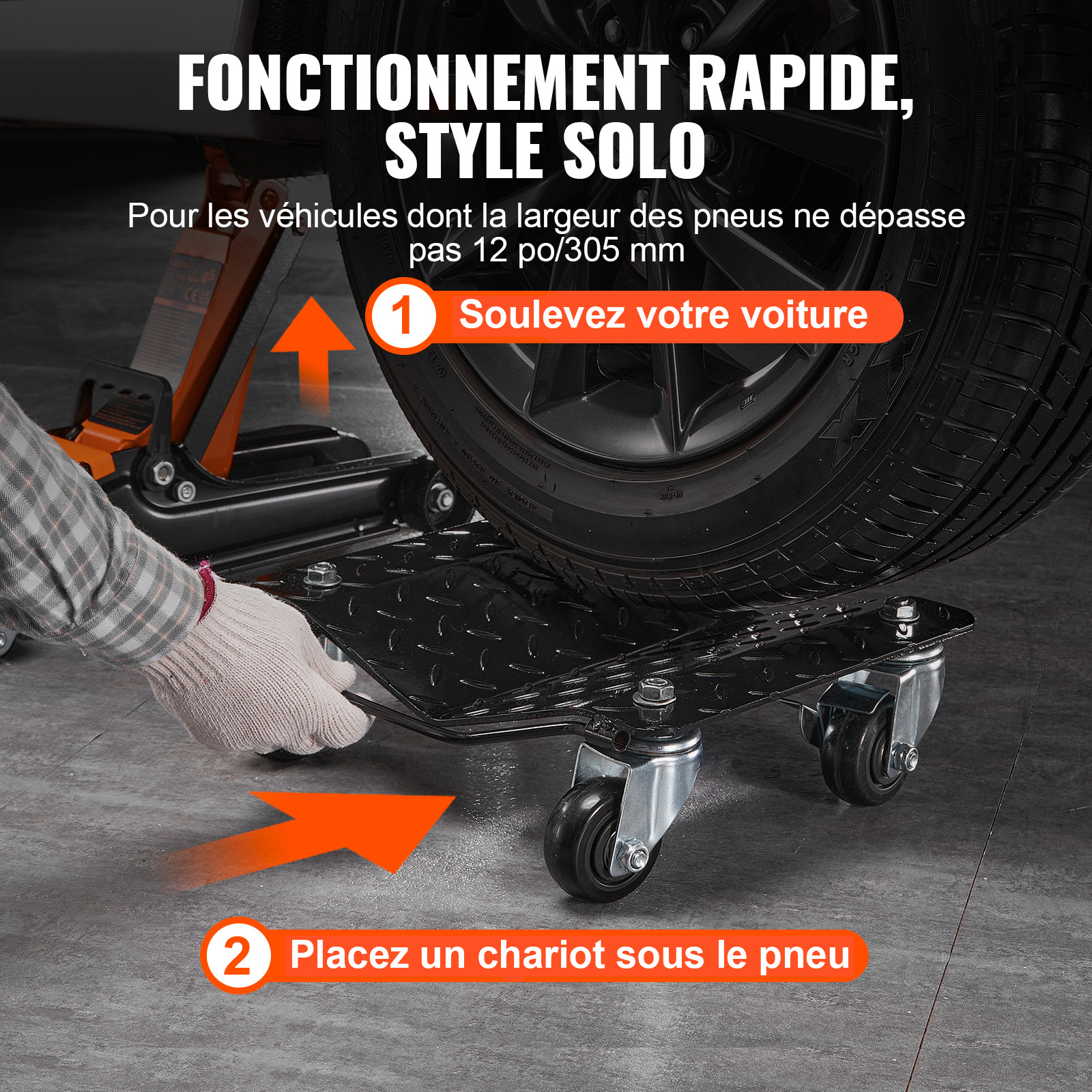 Lot de SucceBuy 4 chariots de réparation de roues et pneus pour voiture,robustes,6000 lb - 7